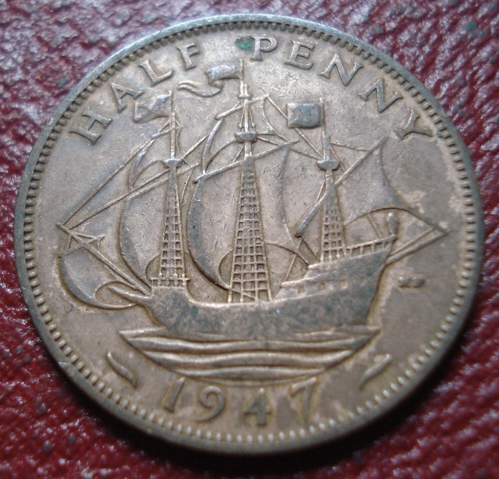 1947 BRITISH HALF PENNY IN VG-FINE CONDITION