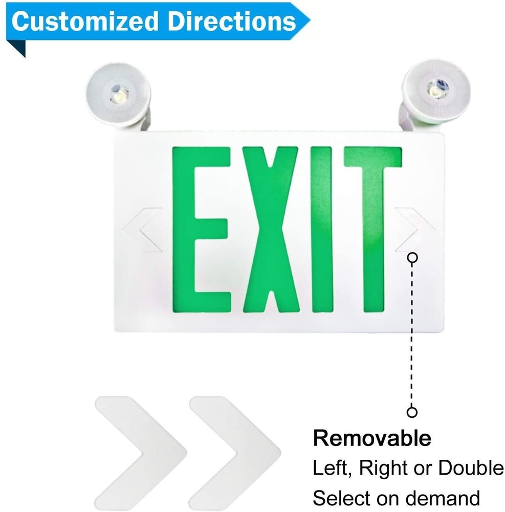 Spectsun UL List 4 Packs Green Led exit sign with emergency exit light for Home
