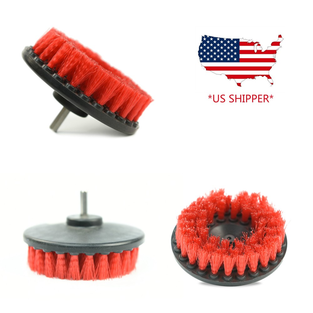 3 Pcs Carpet Mat 5" Round Brush w/Power Drill Attachment (Soft, Medium, Heavy)