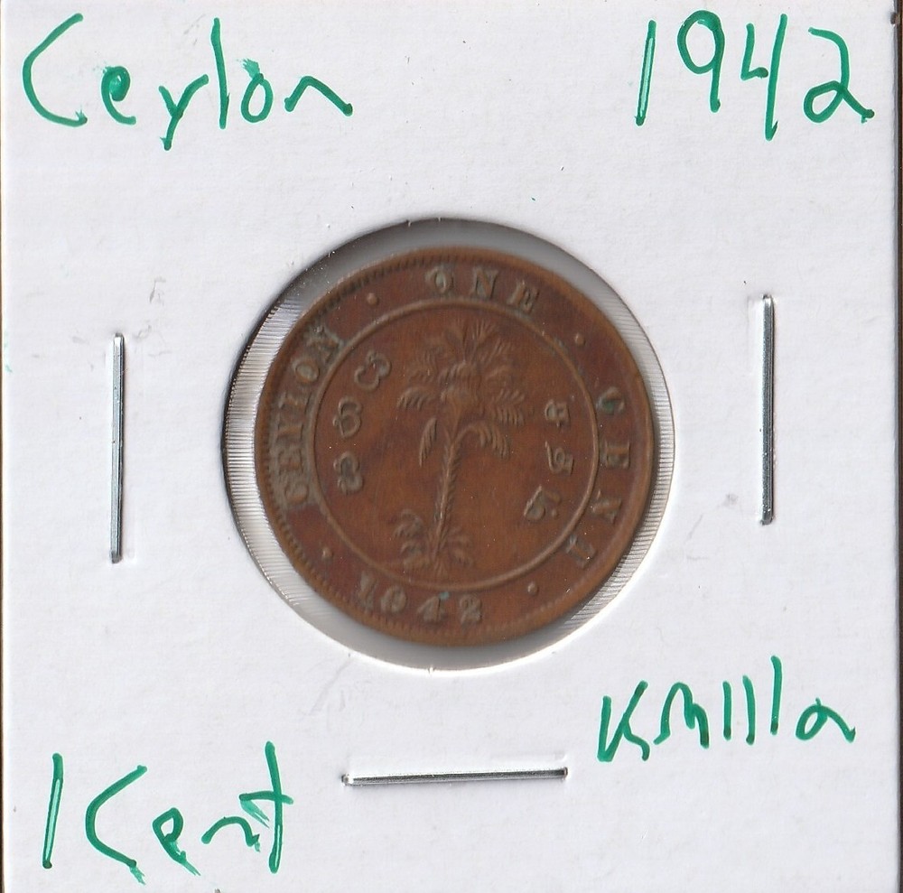 Coin Ceylon 1 Cent 1942 KM111a