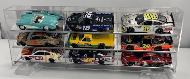 NASCAR Die cast 9 car Angled shelf  1:24 Display Case