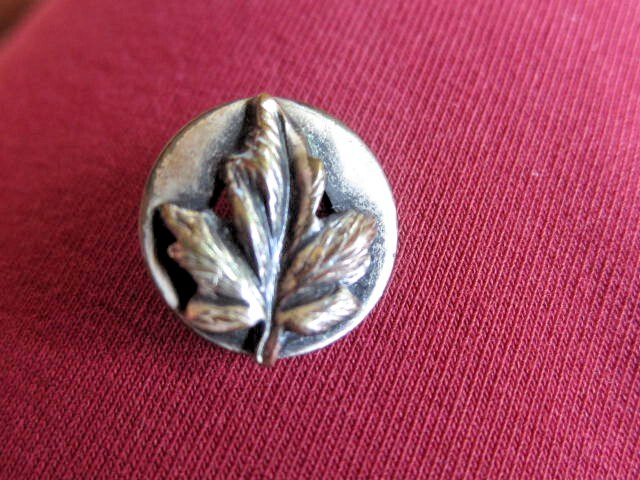 Antique Sam Biern NY Brass Button w/ Applied "Leaf" Motif Highly Collectable