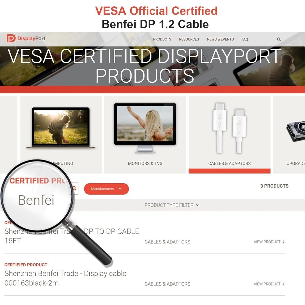 High-Quality 3ft DisplayPort Cable - Gold-Plated Connectors for Optimal Signal