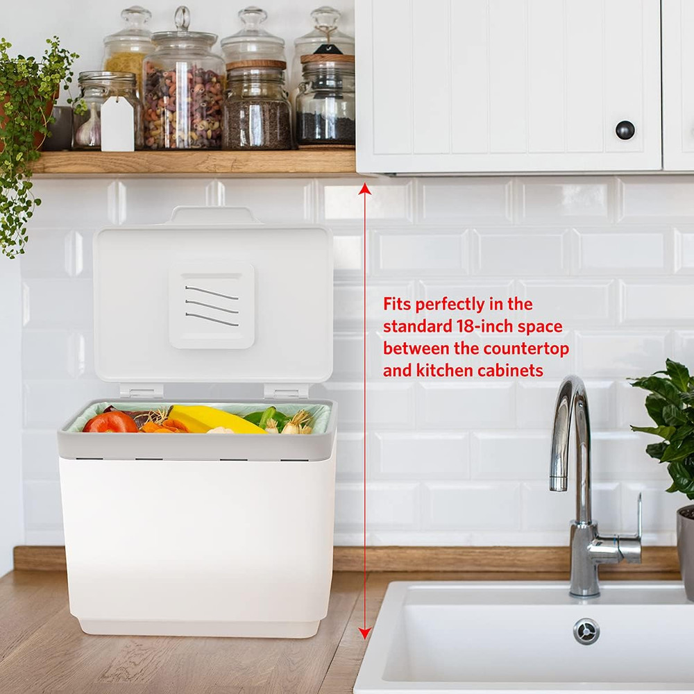 Compost Bin for Kitchen, 1.5 Gallon | Plastic Container with Removable Inner Bas