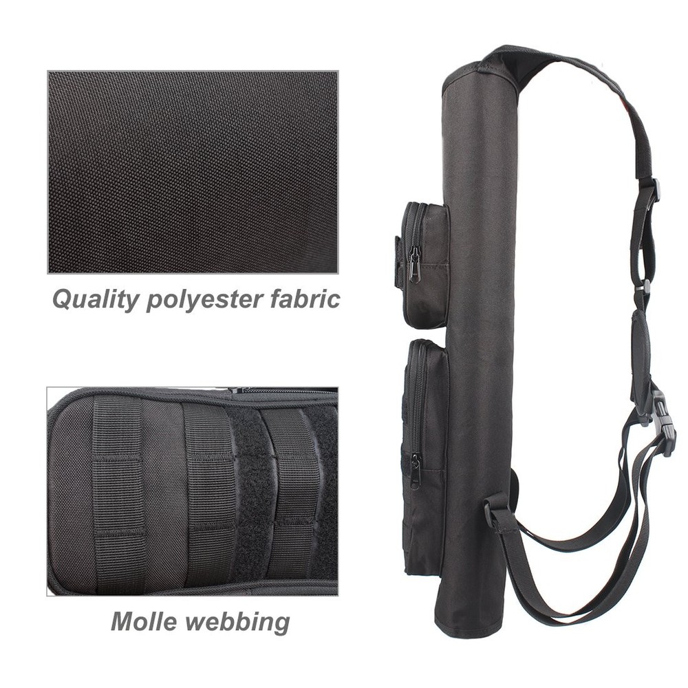 Black Molle Design Archery Quiver With Adjustable Straps And Storage Pocket