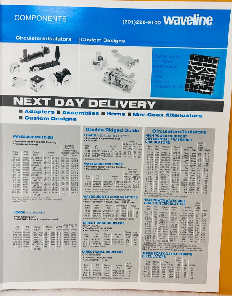 Waveline Quality Microwave Components Catalog.
