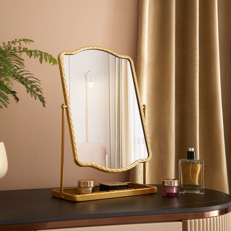 Vintage Table Mirror W/ Built-In Storage Clear Reflection Makeup Organizer New