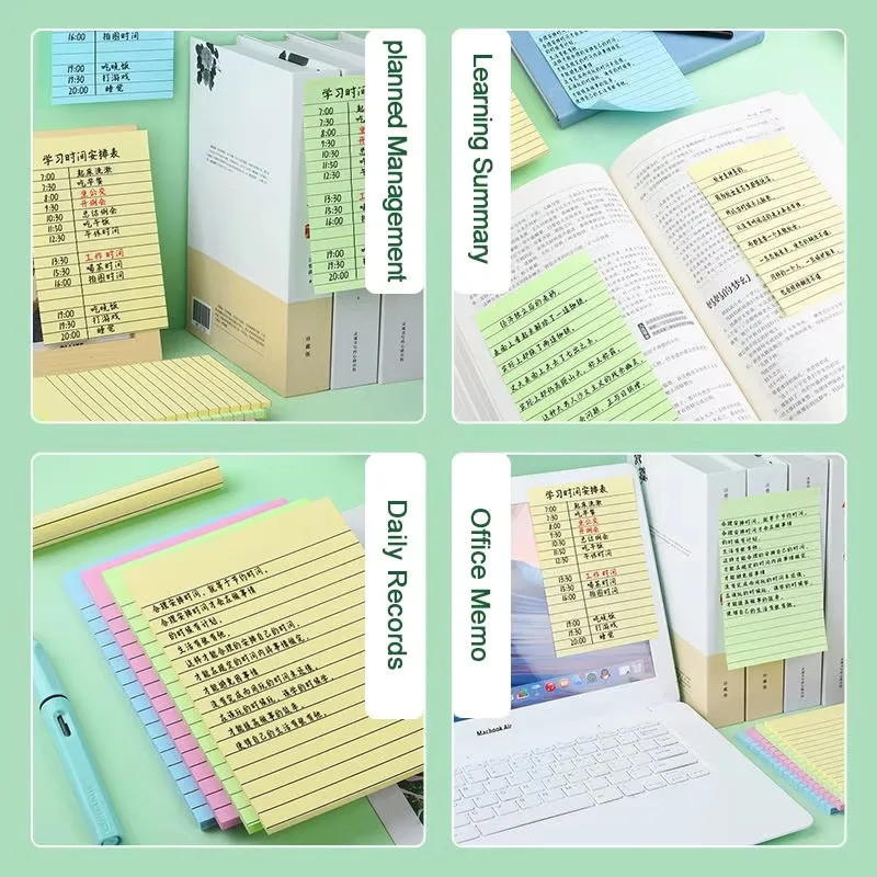 Line Sticky Notes 200sheets 4 Colors Portable Student Note Marker Writing Apply