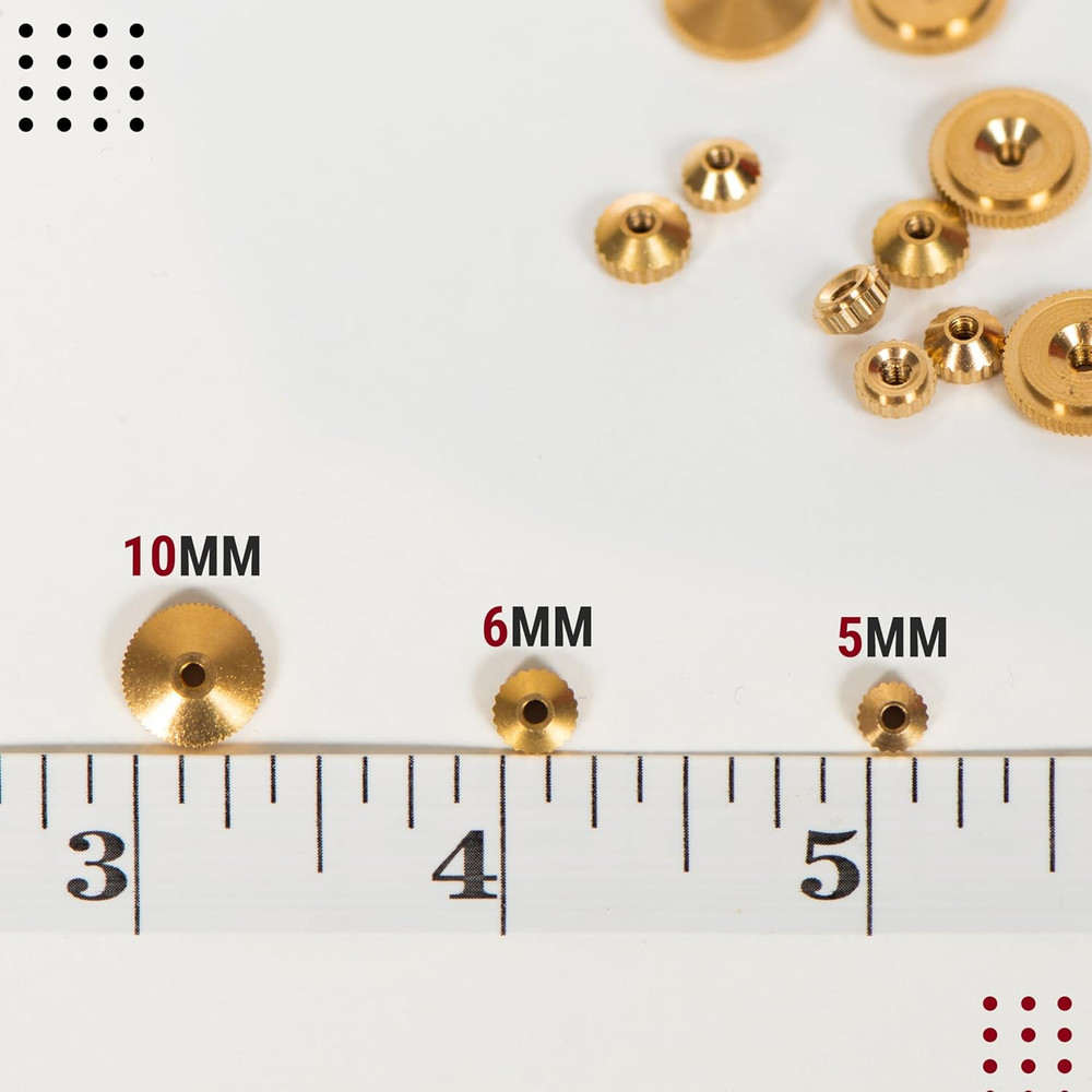 Brass Clock Hand Nut Set - 12 Assorted Replacement Parts for Wall & Mantel Clock