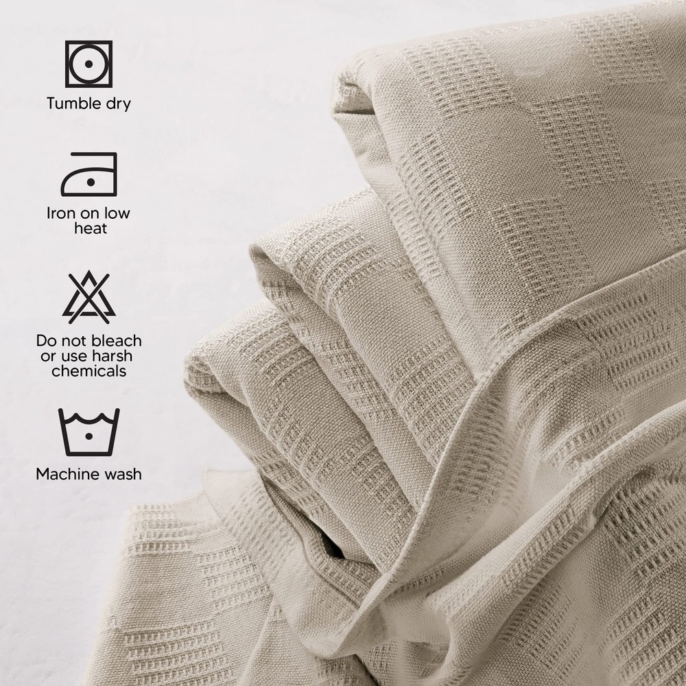 Utopia Bedding 100% Cotton Thermal Blanket Khaki Throw Size Throw,