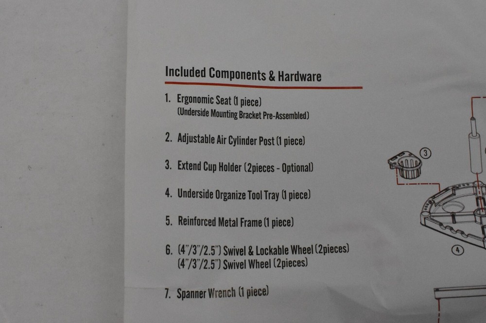 Rolling Garage Pro Stool Storage Tray Cup Holder Adjustable Height Ergonomic