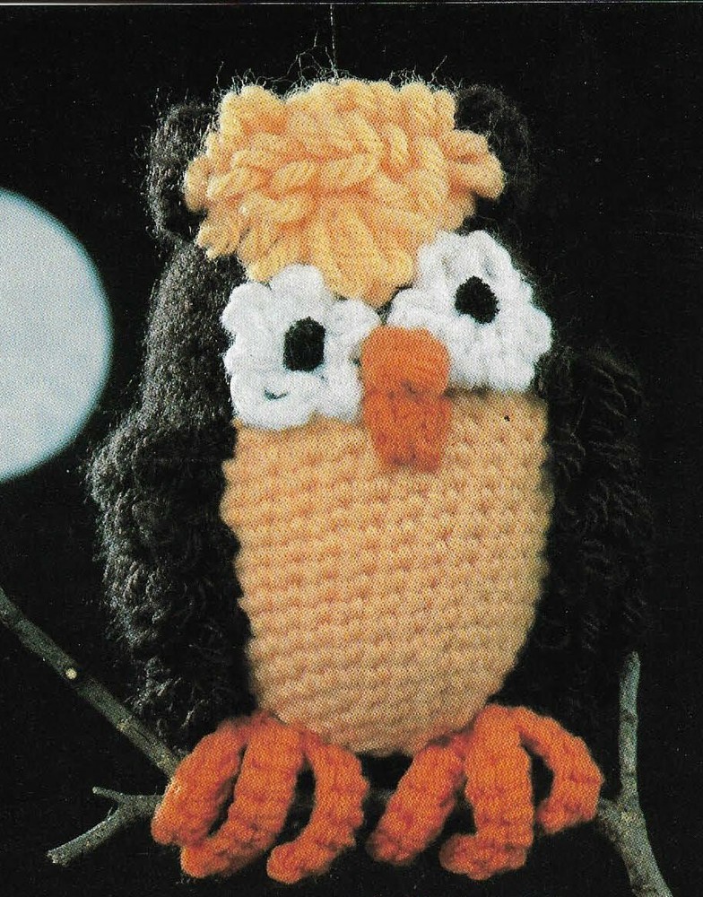 OWL RATTLE STUFF ANIMAL SOFT TOY DIGEST SIZE CROCHET PATTERN INSTRUCTIONS