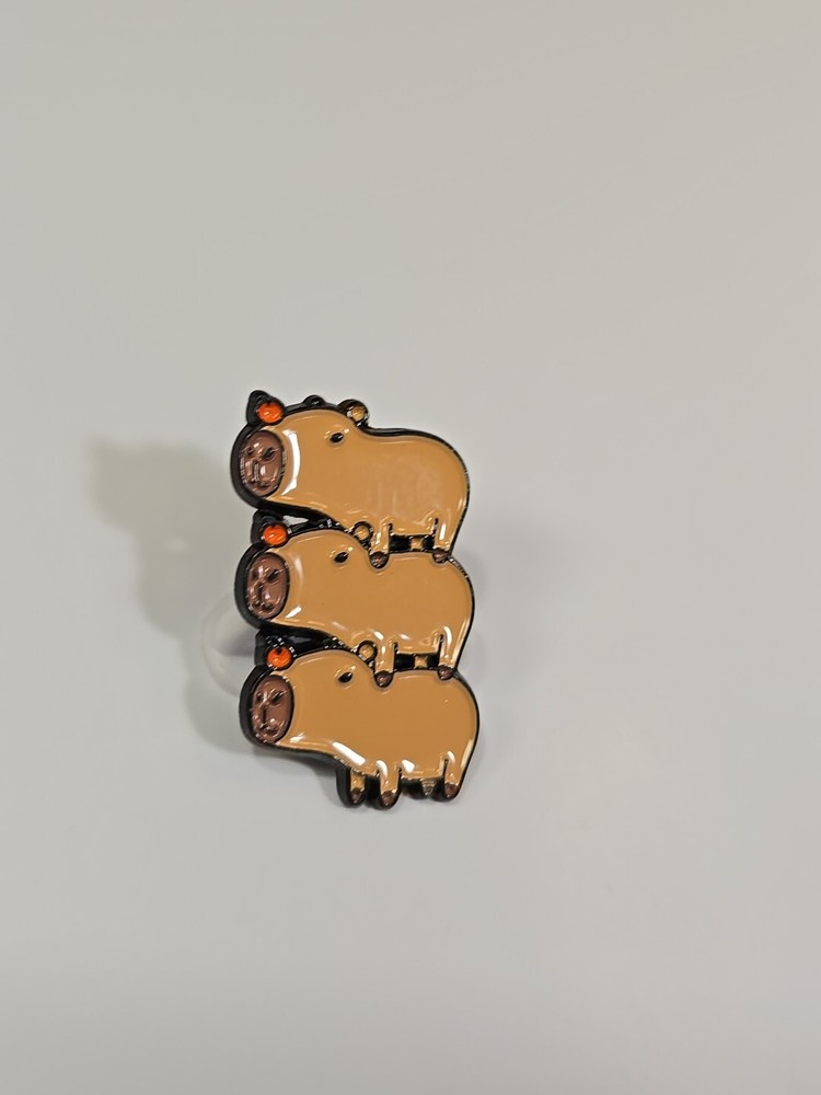 Stack of 3 Capybaras Lapel Pin Whimsical