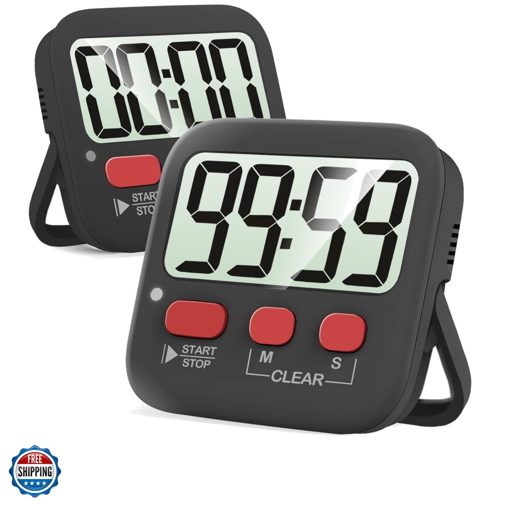 2 Pack Digital Timer for Kids, Magnetic Countdown Kitchen Timers for Cooking,...