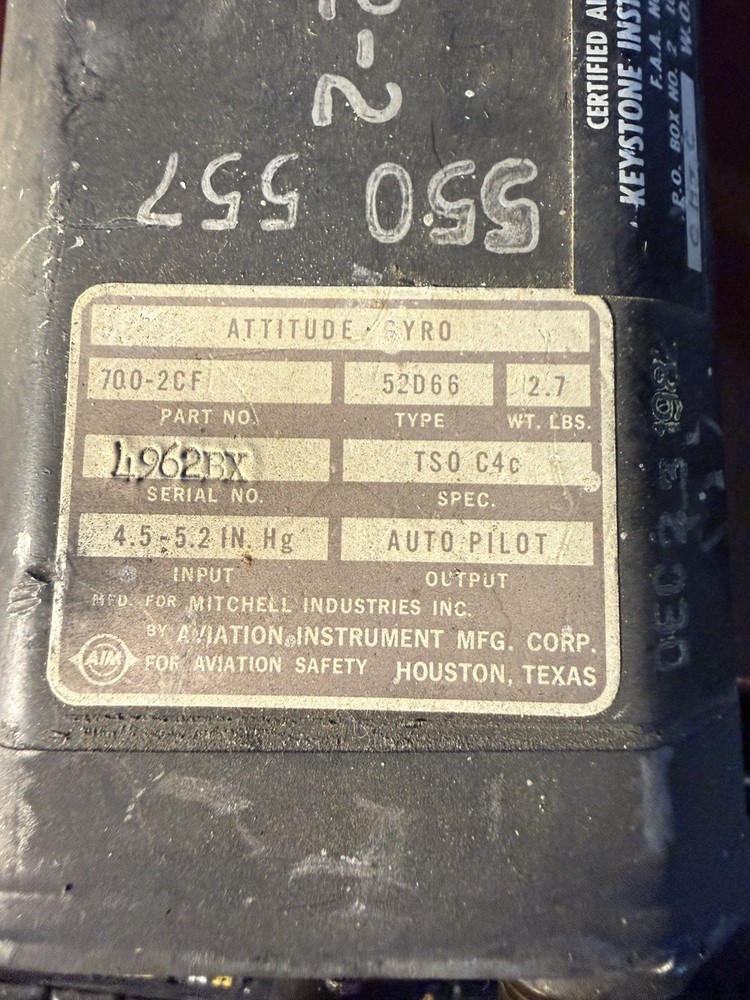 Mitchell 700-2CF Attitude Indicator - Removed Serviceable For Upgrade