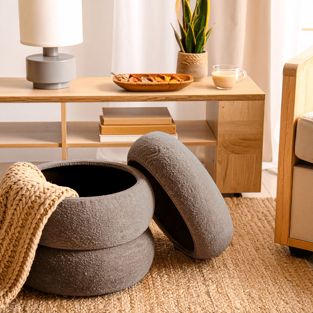 Cloud Ottoman Boucle Taupe