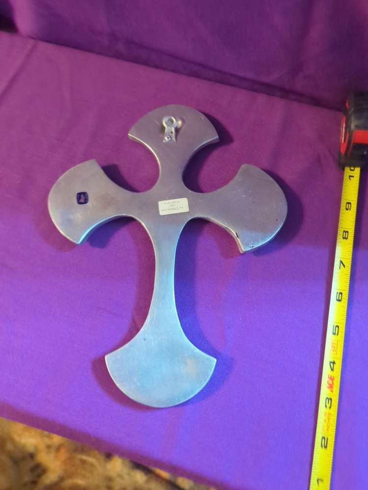 Aluminum Wall Cross, Clam Shell Pattern, Made in Mexico, 7 5" X 11"