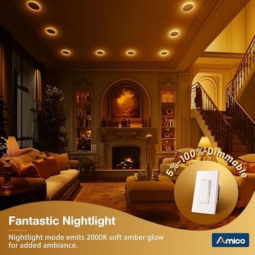 2 Pack 4" Dimmable LED Recessed Ceiling Light, 5CCT Ultra-Thin Downlight, 700LM