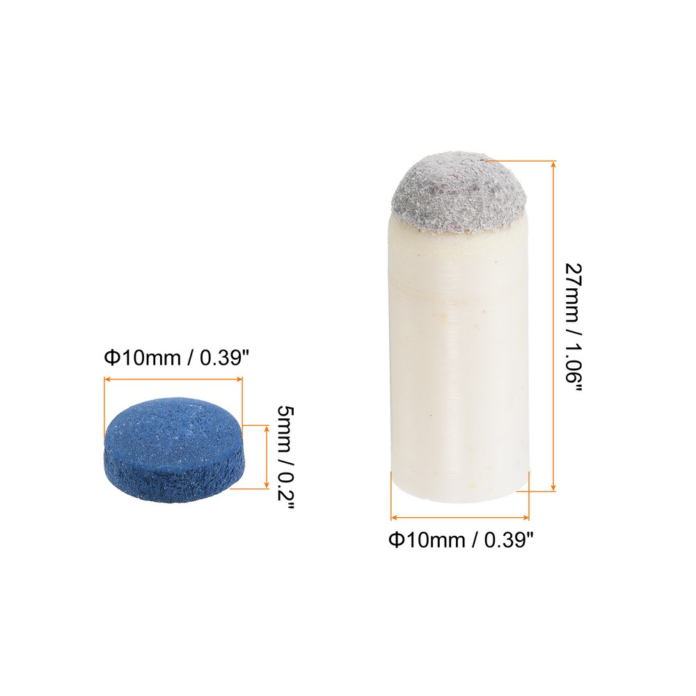 10mm Billiard Stick Tips Set, 20 Pair, Blue Grey