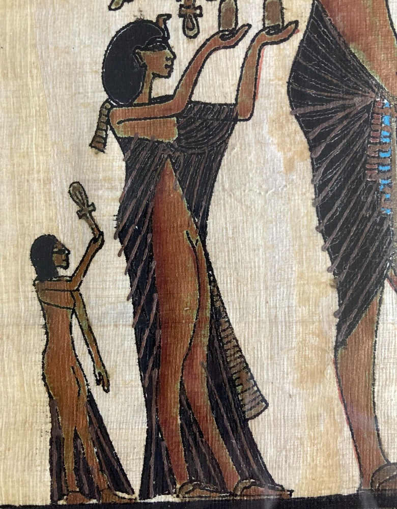 Hand Painted Egyptian Papyrus Framed Art
