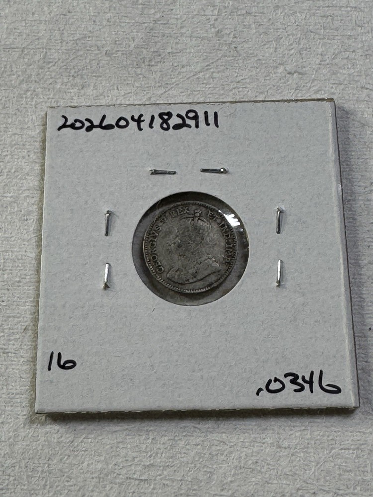 1911 Canada 5 Cents Small Silver Coin