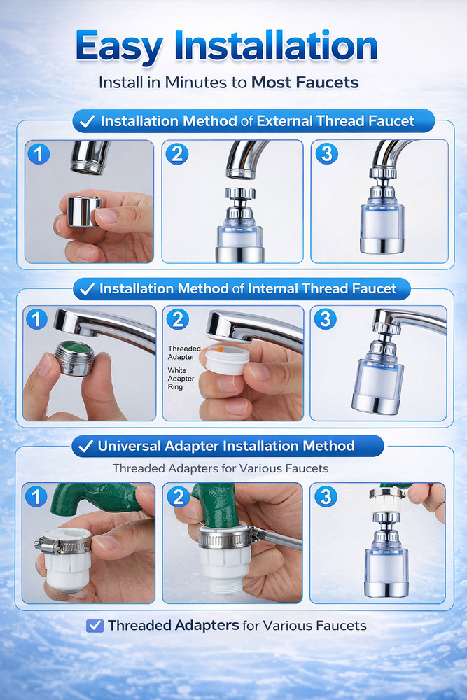 Faucet Water Filter Tap Filtration Kitchen Bathroom Sink Mounted Purifier System