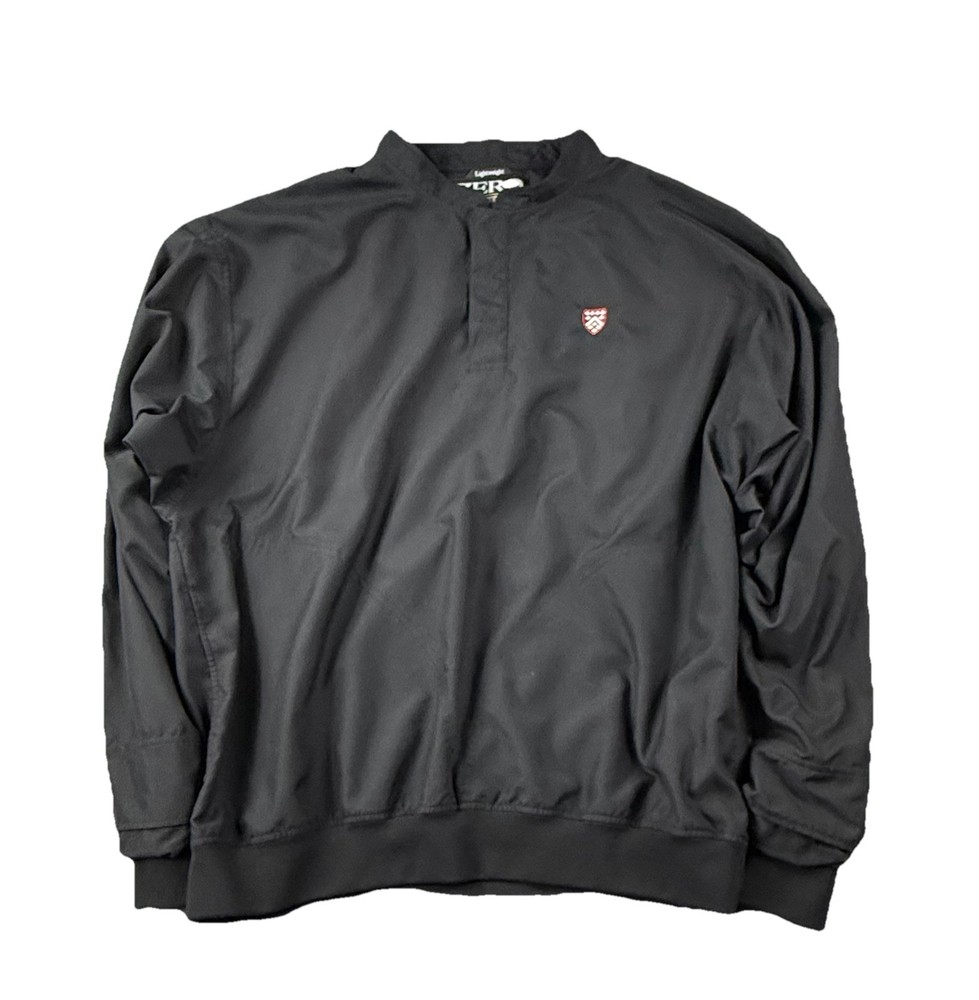 Zero Restriction Golf Pullover XL Lightweight Black Crest Logo Windshirt Y2K