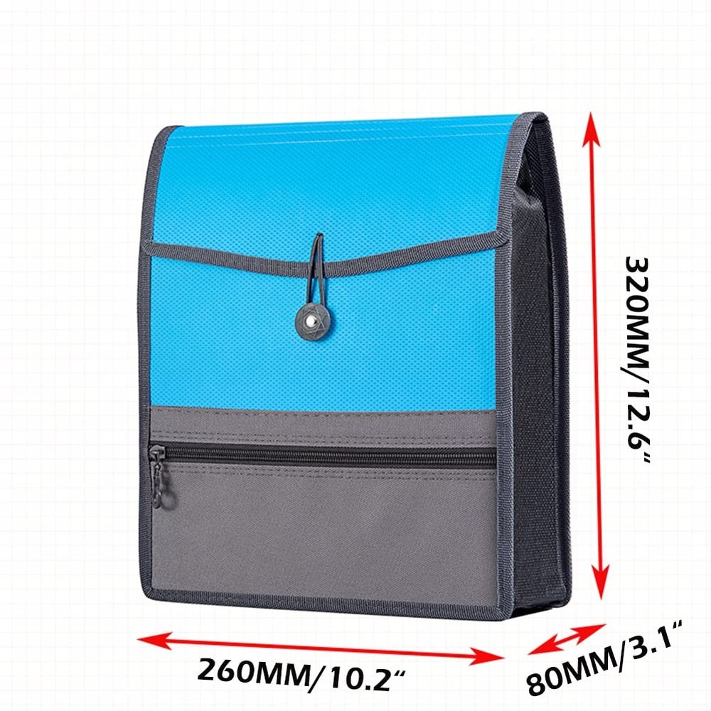 Expanding File Folder Document Organizer with Elastic Cord & Button Closure, ...