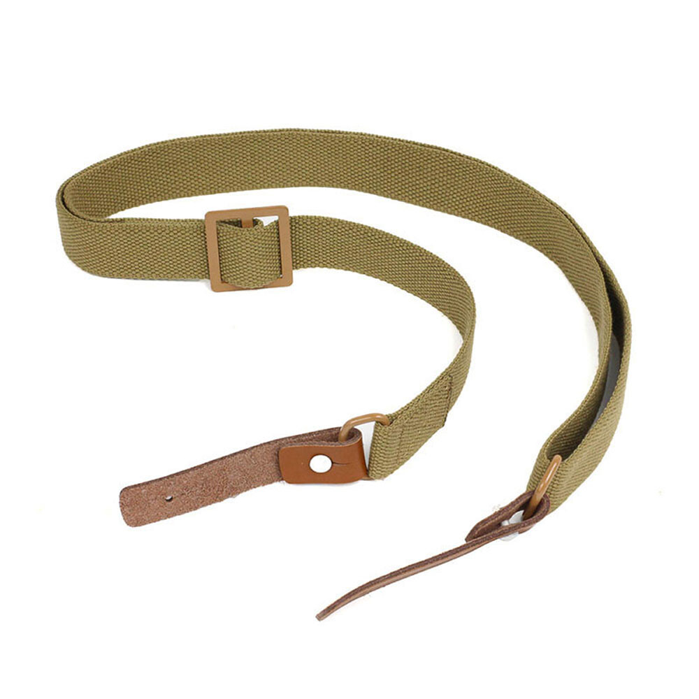 Adjustable Tactical Two Point Rifle Sling with Leather Strip