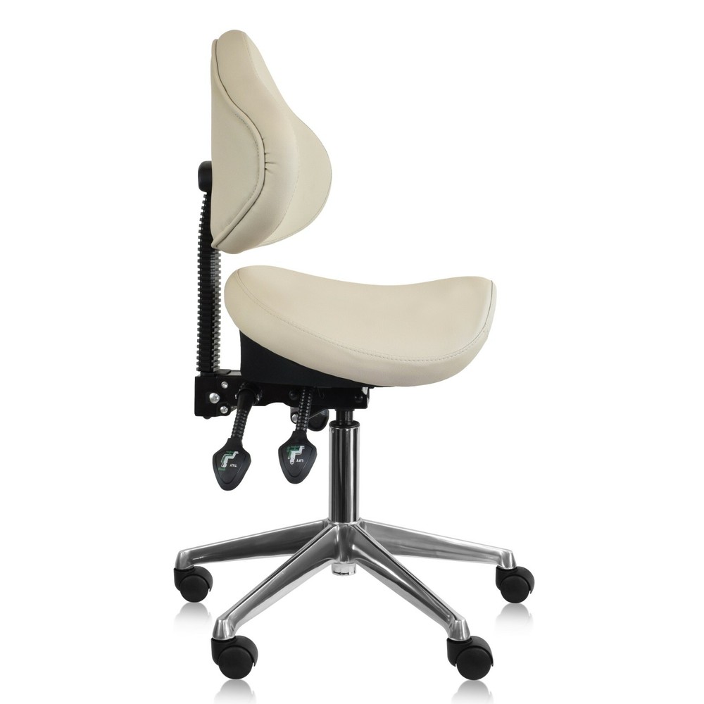 Adjustable Ergonomic Rolling Saddle Stool Chair with Back Support for Office