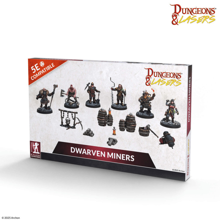 Dwarven Miners 28mm D&D Dungeons & Lasers Archon Deepkin