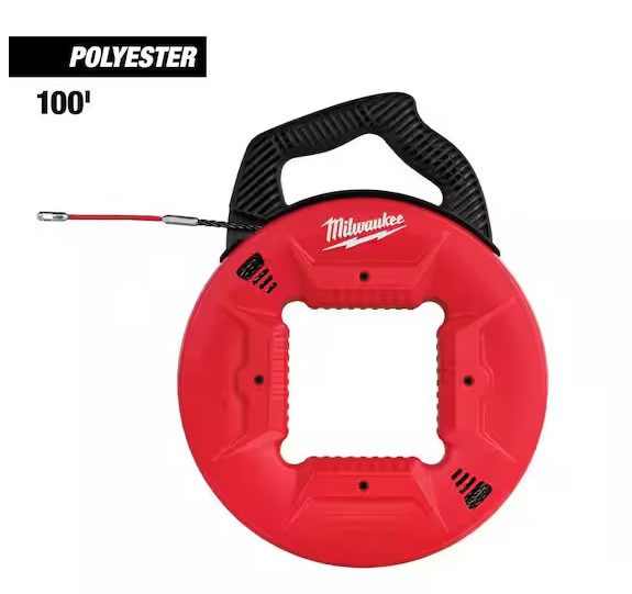 Milwaukee 48-22-4165 Polyester Fish Tape, 100 ft - Red - Used