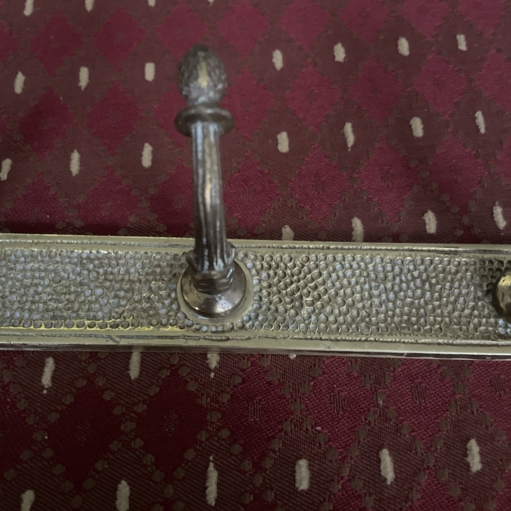 Vintage Brass 3 Hook Ornate Bracket W/ Pineapple Tips 10”