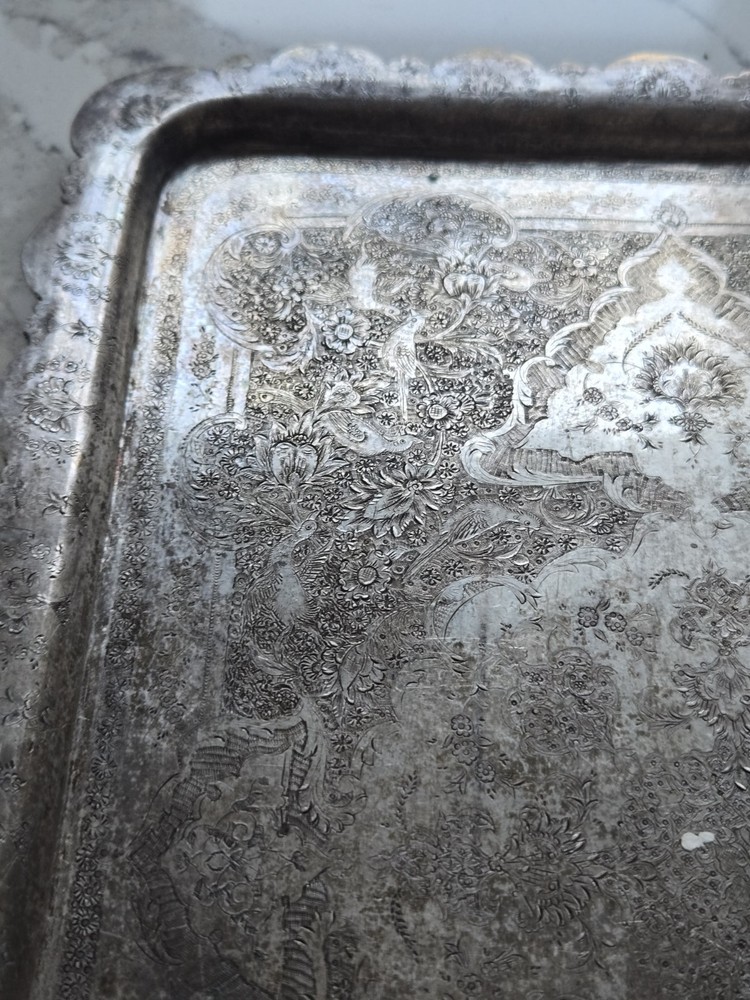 EXCEPTIONAL GENUINE ANTIQUE MIDDLE EASTERN SILVER TRAY