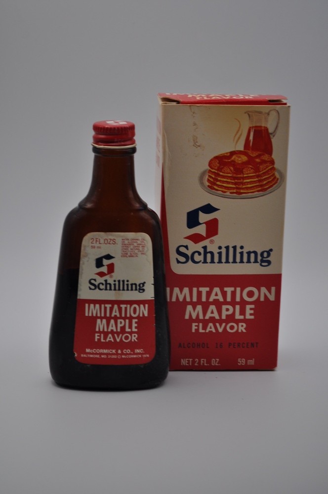 Vintage Schilling Imitation Maple Extract with Box Prop Pre Bar Code