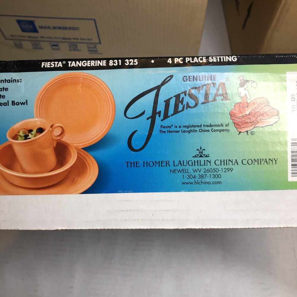 Fiestaware Place Setting Tangerine EMPTY BOX ONLY Stain
