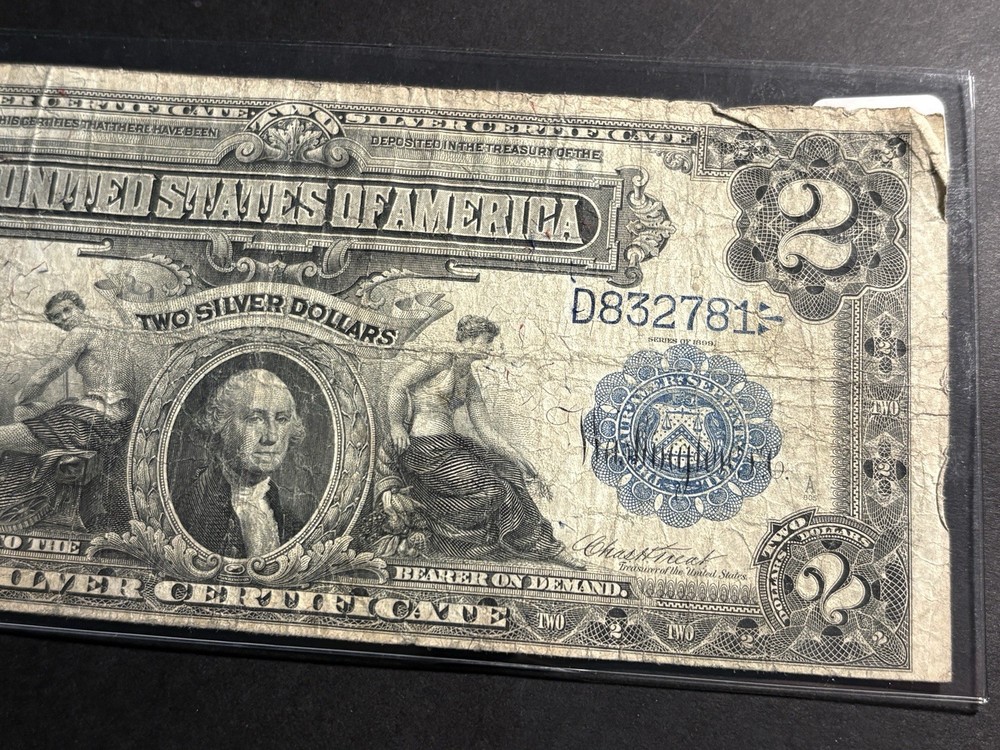 1899 $2 Silver Certificate Note — Circulated