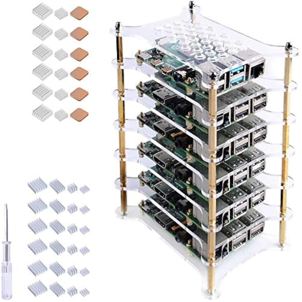 6 Layer Stackable Clear Acrylic Rack Case Heatsink Raspberry Pi 4 3 2