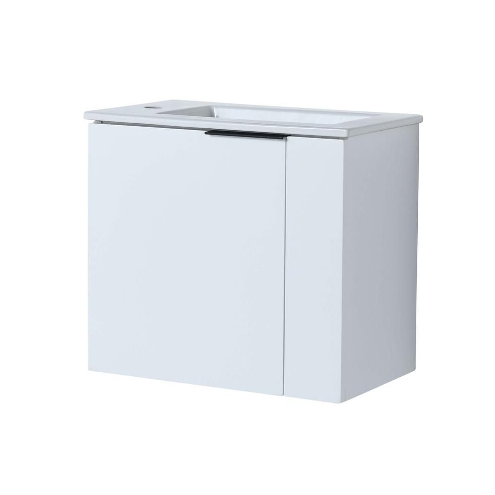 22'' Wall Mounted Small Floating Bathroom Vanity w/ Sink Soft Close Door White