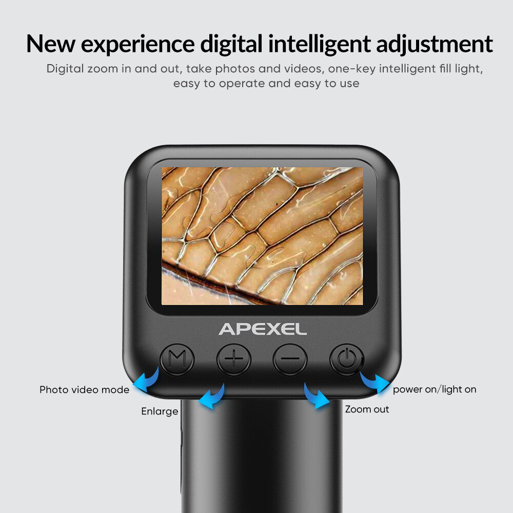 APEXEL Handheld Digital 400-800X Magnification Microscope LCD Screen for observe