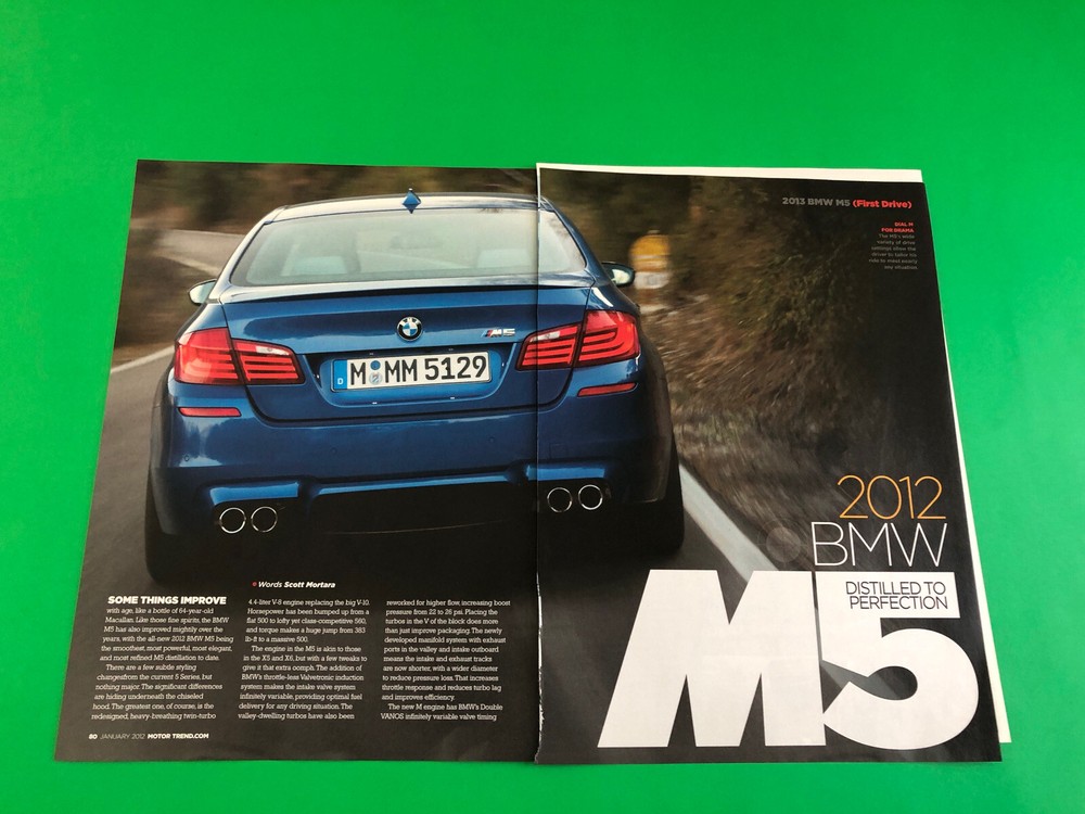 2013 BMW M5 4 PAGE ROAD TEST PRINT ARTICLE AD ADVERTISEMENT PRINTED
