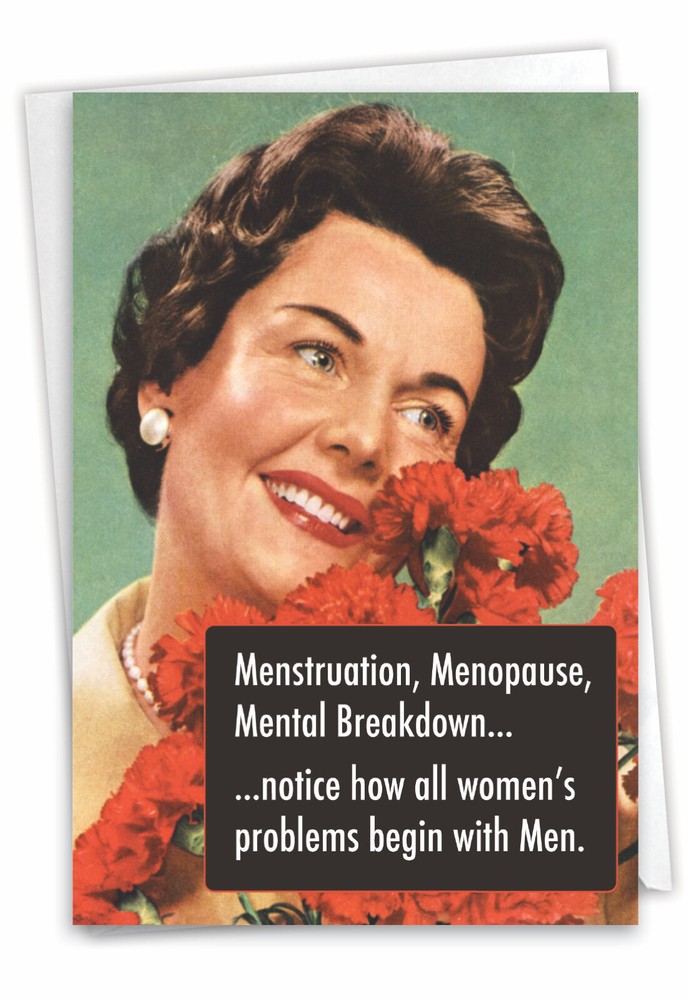 1 Funny Birthday Card with Envelope - Problems With Men 5568