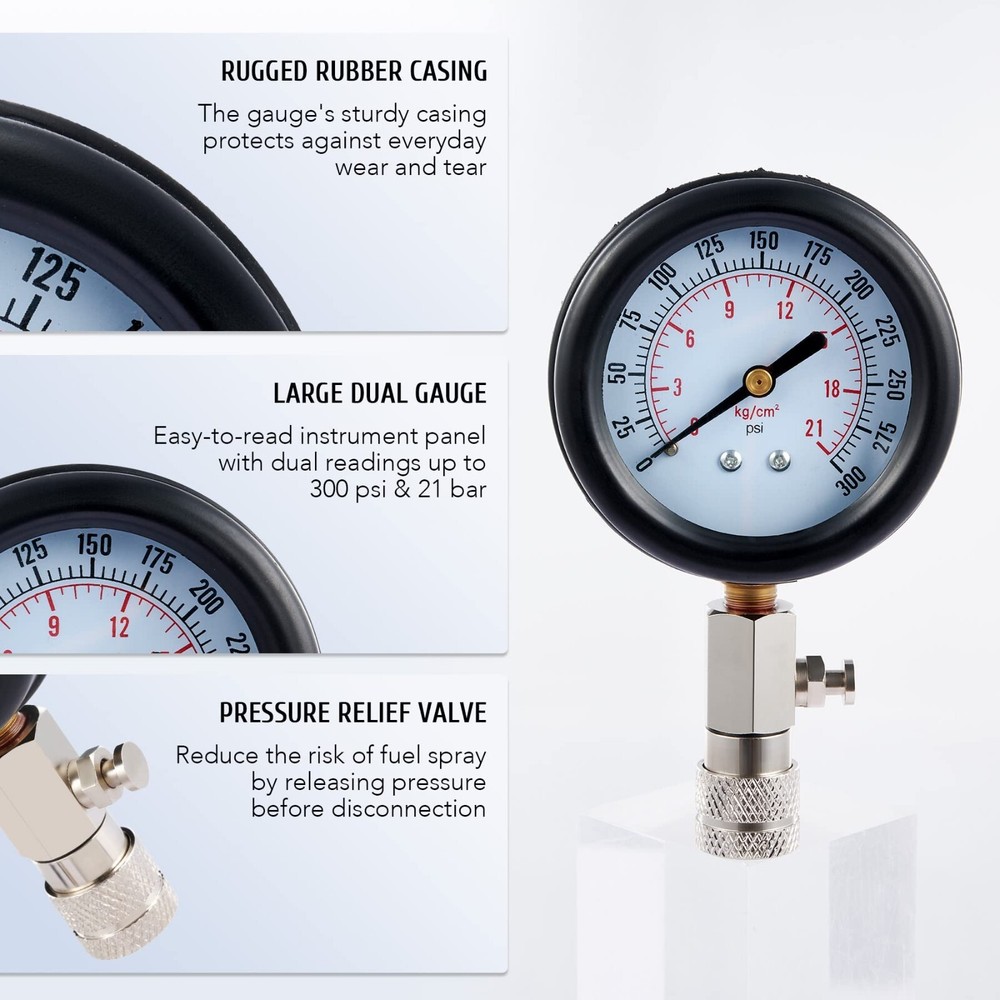 Petrol Engine Small Engine Cylinder Compression Tester w/ Adapter & Hose 300PSI