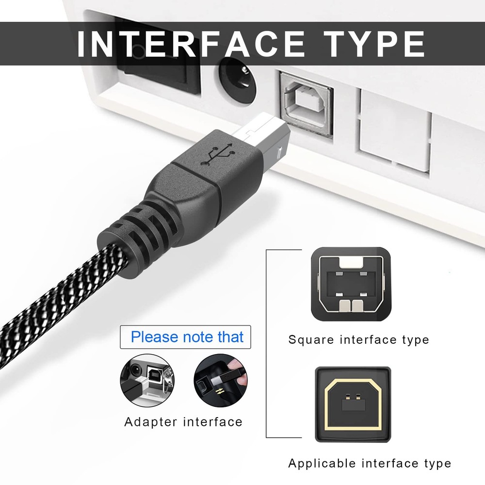 MOSWAG USB Printer Cable 10FT/3Meter Scanner 10FT/3Meter, Black