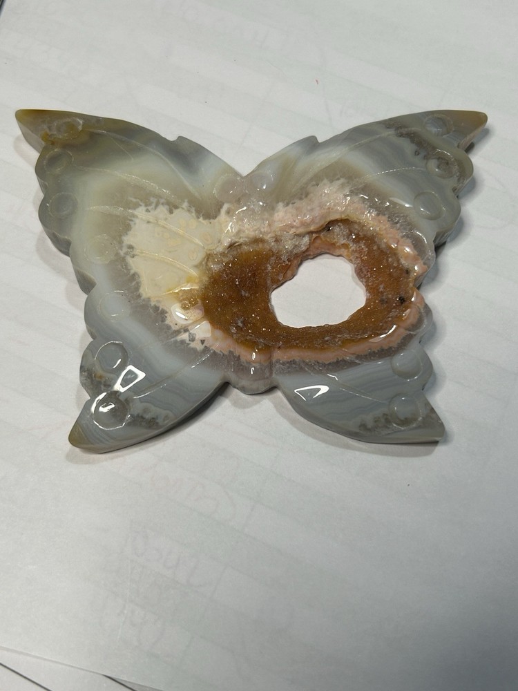 Lace Agate Druzy Butterfly Stone Shelf Table Decor