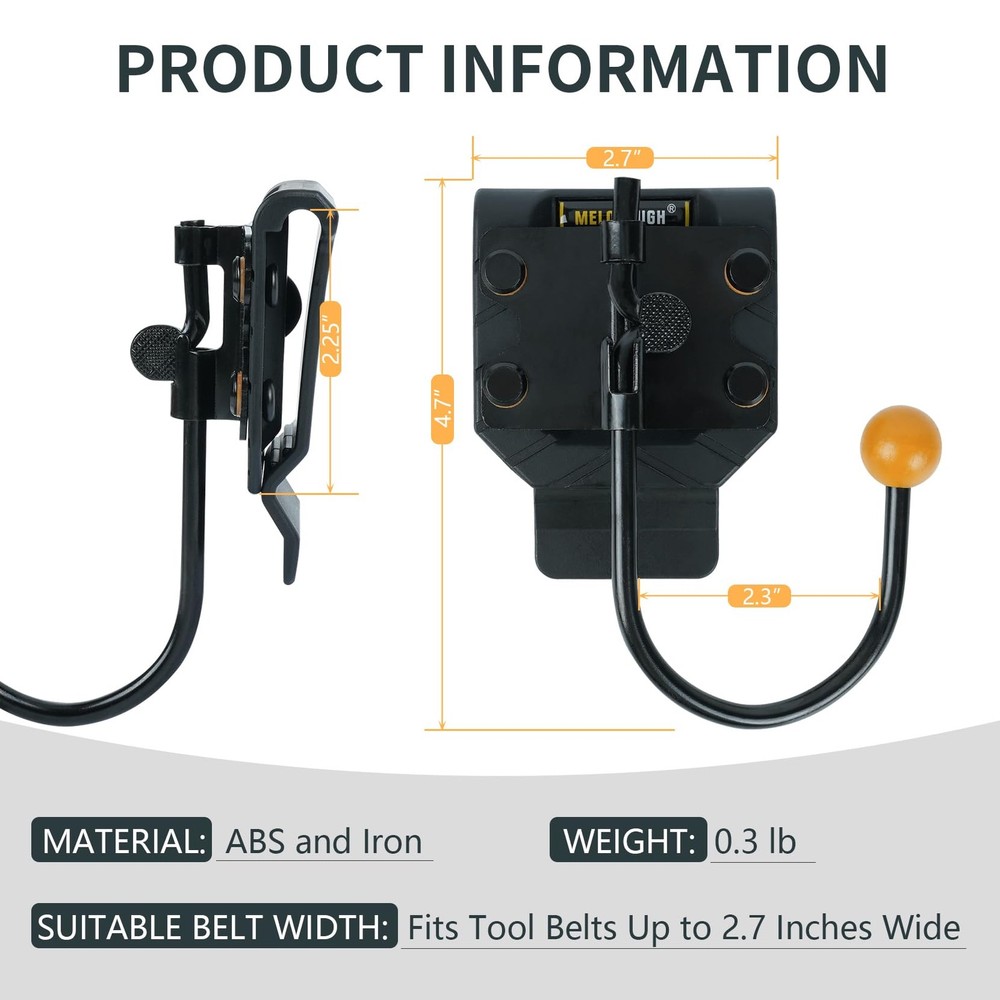 MELOTOUGH Tool Belt Hook,Tool Holster,Drill Holder,Cordless Drill Black