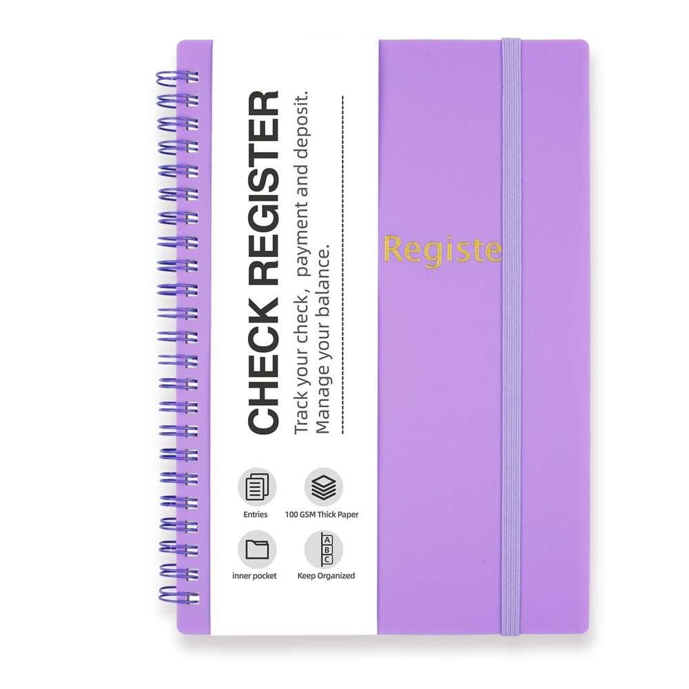 Check Registers for Personal Checkbook, Medium ( 5.8'' x 8.3'' ), Purple