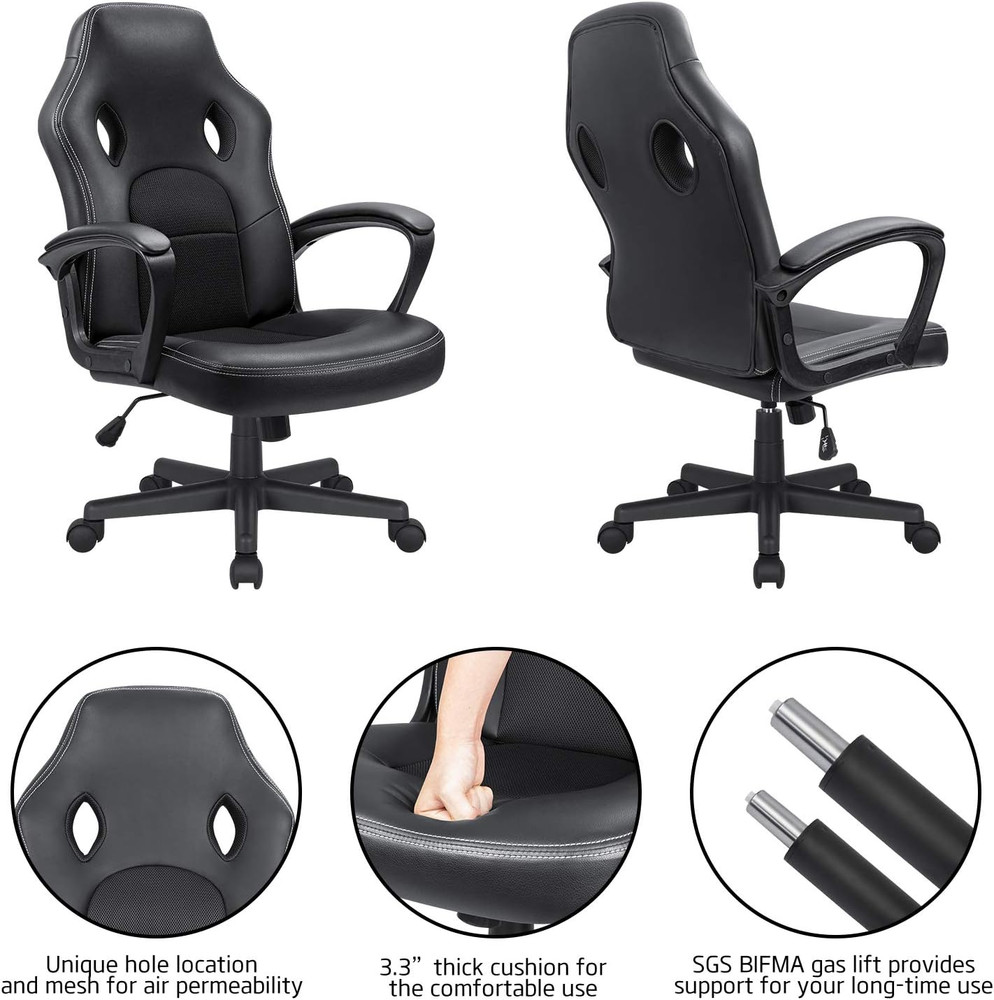 Office Gaming Chair High Back Leather Computer Chairs Ergonomic Height Adjustabl