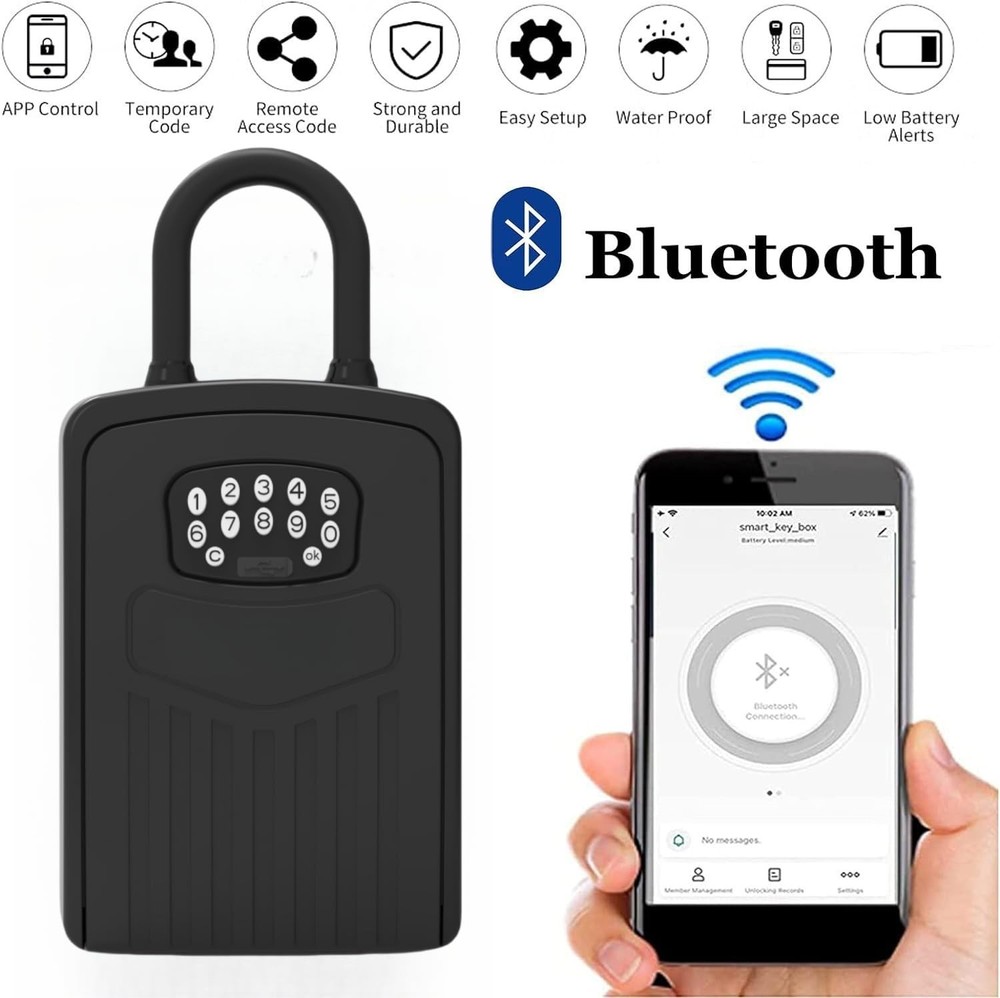 Smart Digital Lock Box for Key, APP Control Bluetooth Wireless Lock Box for K...