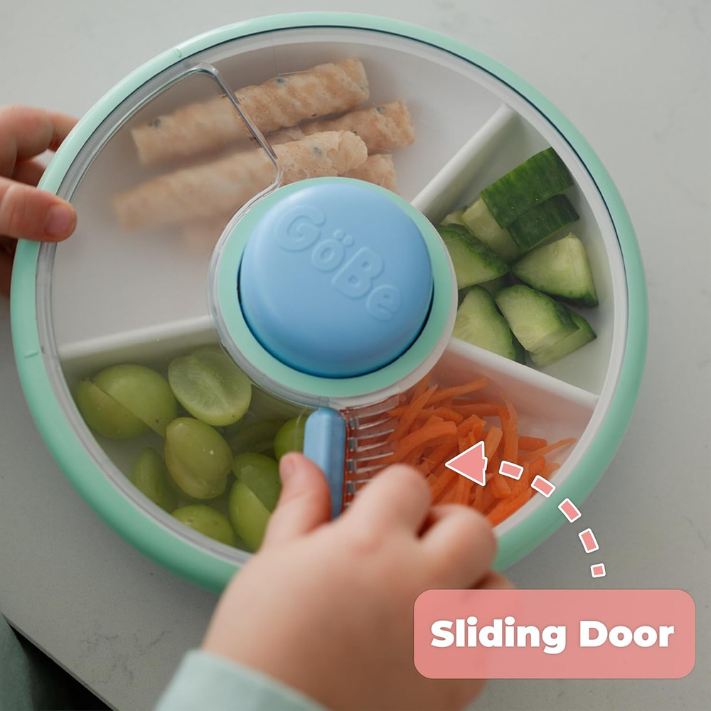 Twinberry Kids Snack Spinner Slide - 4 Compartment Reusable Container